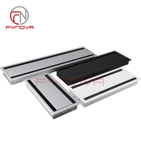 Boîte de passage de câbles rectangulaire en aluminium pour bureau, cache-trou de câbles de table, boîte de gestion de câbles double face pour table de conférence