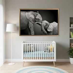 Elegant Elephant Mom and Baby <b>Canvas</b> Print: Nursery Decor Art,GOLD <b>FRAMED</b> <b>CANVAS</b> - Product Image 3