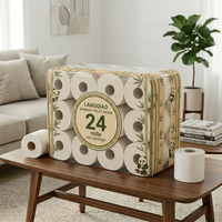 Papier toilette Langqiao non blanchi en pulpe de bambou, résistant, jetable, écologique, 1 à 4 plis, rouleau standard doux pour salle de bain