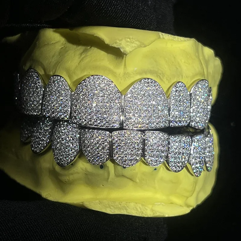 MSA-507 custom 10k 14K 18k Gold 925 silver grillz iced out moissanite diamond grillz teeth