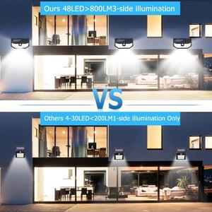 Applique murale extérieure à interaction solaire à 48 led avec capteur de mouvement grand angle IP65 étanche pour <span class=keywords><strong>garage</strong></span>, jardin, patio, cour - Product Image 6