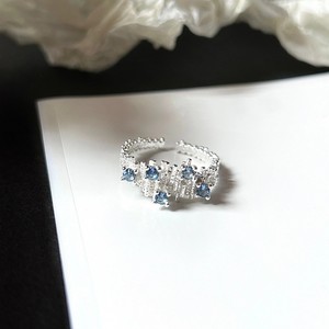 S925 Sterling Silver Irregular Pleated Sea Blue Diamond <b>Ring</b> Personalized <b>Open</b> Design Versatile Layered Inlay Cut - Product Image 3