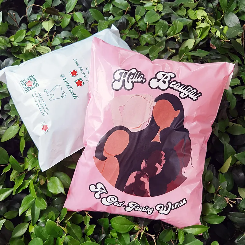 Bolsa de mensajería de polietileno Rosa impresa, todas las colocaciones de impresión, envío de correos de polietileno, impresión de imagen personalizada para Poly Mailer