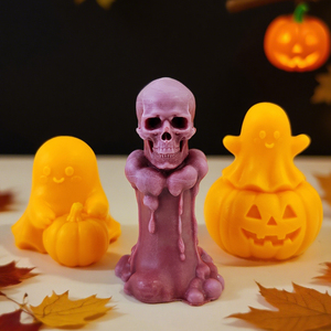 J10-27 Halloween squelette citrouille bougie moule bricolage citrouille aromathérapie diffuseur pierre ornement silicone moule - Product Image 1