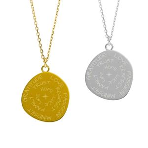 Спираль из нержавеющей стали на заказ Цитата ожерелье Цитата гравировка монета ожерелье Персонализированная фраза песня ювелирные изделия - Product Image 1