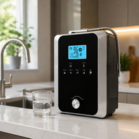 Ioniseur d'eau alcaline et acide EHM-859, modèle domestique de table, 11 plaques, panneau en verre noir, cadre argenté brossé