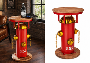 Industrial Recycled Metal Tall <b>Bar</b> <b>Table</b> with <b>Round</b> Wood Top for Restaurant Cafe Eatery Pub Kitchen and Commercial Dining Spaces - Product Image 3