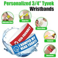 Bracelet en papier Tyvek jetable imperméable avec logo personnalisé, bracelet d'identification pour événement, bracelet de sécurité pour admission VIP