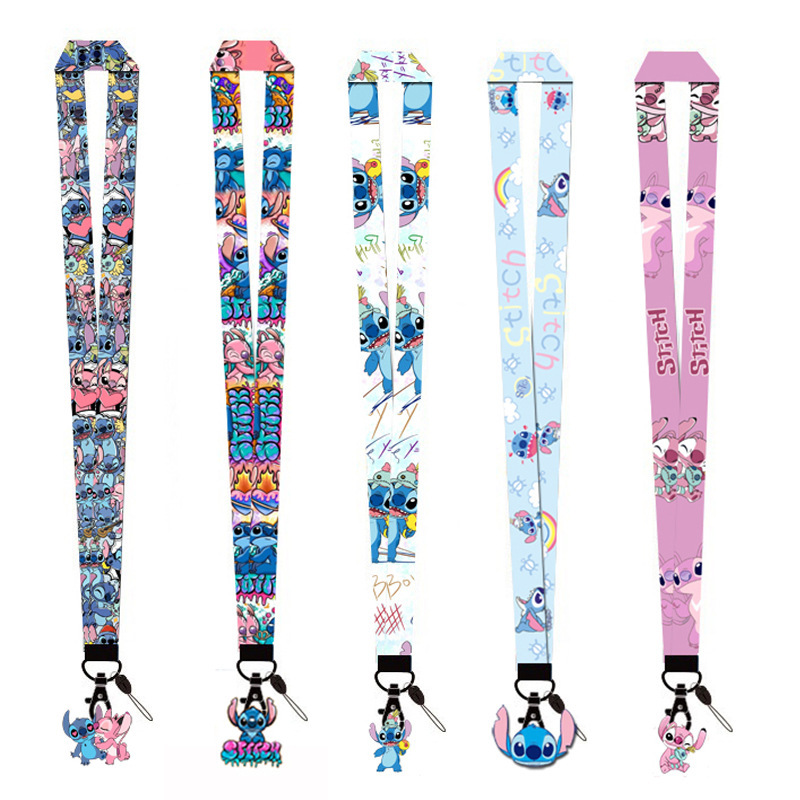 Newest Lovely Creative Cartoon Stitch Lanyards Anti-Lost Neck Strap ID Card Holder Lanyards Satin for Student Promotional Gifts Image 2