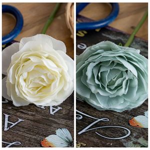 Rose artificielle Huiyan Lulian à branche unique, blanc laiteux et bleu foncé, en tissu tissé, pour décoration de mariage - Product Image 3