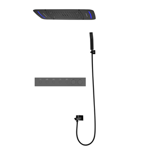 Sistema de Ducha LED Empotrable <span class=keywords><strong>en</strong></span> Techo, 5 Funciones, Negro Mate, con Efecto Lluvia, Cascada y Niebla, para Baño - Product Image 1
