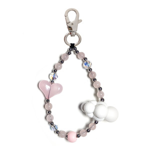<span class=keywords><strong>Bracelet</strong></span> de téléphone en perles arc-en-ciel nuage cœur Style coréen Ins porte-clés <span class=keywords><strong>Bracelet</strong></span> de poignet pour filles téléphone portable pendentif à breloque idée cadeau - Product Image 4
