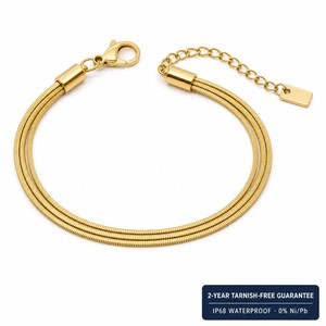 Pulsera <span class=keywords><strong>de</strong></span> Acero Inoxidable Chapada en Oro <span class=keywords><strong>de</strong></span> Alta Gama con Diseño <span class=keywords><strong>de</strong></span> Cadena y Puntadas, Joyería <span class=keywords><strong>de</strong></span> Moda al por Mayor para Mujer - Product Image 1