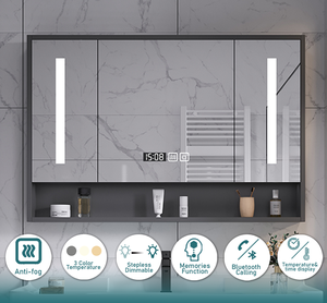 Lavabo de toilette intégré planche latérale planche à repasser stockage bijoux mélamine salle de bain intelligente Led miroir noir <span class=keywords><strong>armoire</strong></span> à <span class=keywords><strong>pharmacie</strong></span> - Product Image 5