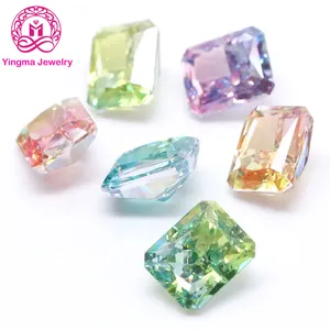 High quality cz stones octagon shape radiant iced cut 10*12 mm synthetic tourmaline cubic zirconia stones