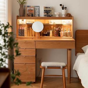 Tocador de madera maciza con luz, almacenamiento y gabinete de maquillaje para dormitorio y uso doméstico - Product Image 2