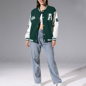 Customized Stand Collar Printed <b>Women</b> Varsity <b>Jacket</b> Logo Breathable Quick Dry Canvas <b>Lightweight</b> Winter Outdoor Full Sleeve - Product Image 3