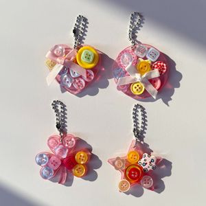 <span class=keywords><strong>AM</strong></span> Ins Pendentif Bouton Créatif Porte-clés Élégant Trèfle à Quatre Feuilles Étoile Cœur Breloque de Sac - Product Image 1