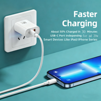 Chargeur portable Tommox 20W USB-C GaN, adaptateur de charge rapide PD Type-C pour iPhone 12/13/14/15/16/17, iPad, Galaxy S10