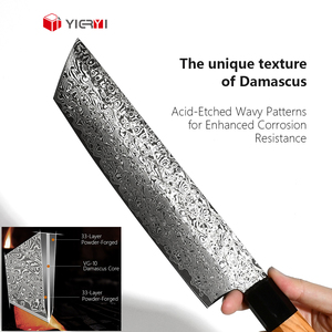 <span class=keywords><strong>Cuchillo</strong></span> Nakiri de Chef Japonés de Acero al Carbono Forjado Damasco <span class=keywords><strong>para</strong></span> Uso Doméstico en la Cocina <span class=keywords><strong>para</strong></span> Cortar <span class=keywords><strong>Carne</strong></span>, Pescado y Verduras Eficientemente - Product Image 3