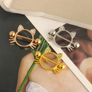 <span class=keywords><strong>Piercing</strong></span> para pezón de gato para mujer, anillo para pezón de cristal de acero inoxidable, para pecho <span class=keywords><strong>Piercing</strong></span>, joyería decorativa para el pecho - Product Image 2