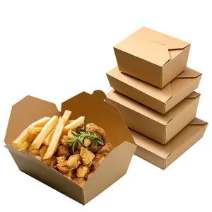 Food Grade Noodles Takeaway Salad Paper Box Brown Kraft Paper Lunch Box With Lid