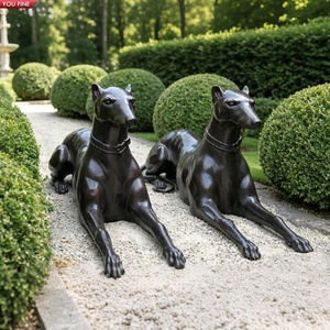 YOUFINE Coppia di Sculture di Levrieri Sdraiati in Bronzo Fuso, Decorazione Classica per Giardino e Cancello - Product Image 2