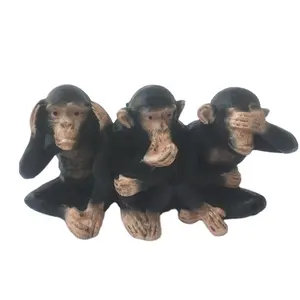 미니어처 입상 Polyresin 수지 세라믹 세 현명한 원숭이 동상 듣기 말하기 이블