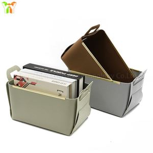 PU Leather Promotional Portable Multipurpose <b>Storage</b> <b>Box</b> Large Capacity <b>Storage</b> Basket Organizer Handles Foldable Cosmetics - Product Image 3