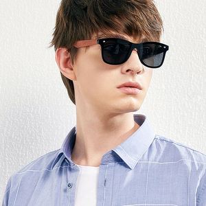 Custom Hot Selling Polarized Square Wood Sunglasses Colorful Mirror Lens Natural Wooden Sunglasses <b>Men</b> - Product Image 2