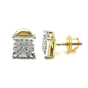 Fine Jewelry Gold Stud Earring 10K 14K 18K With Natrual Diamond Hiphop Screw Back Earring Jewelry For Men Women