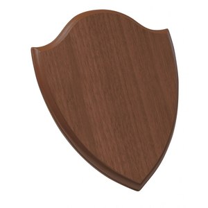 Targa da parete in legno di noce 200X250X15 mm, segno decorativo a forma di scudo - Product Image 1