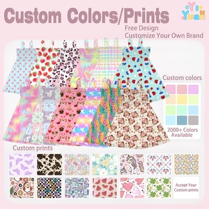 Colorido infancia niños niñas verano 4 de Julio vestido niño Correa Smocked Floral Boho <span class=keywords><strong>playa</strong></span> vestido 2-12 ropa para niños - Product Image 3