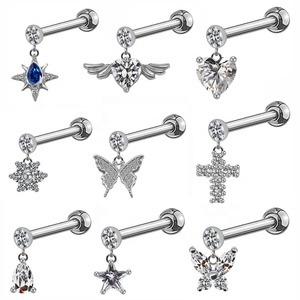 <span class=keywords><strong>Gaby</strong></span>-pendientes de cartílago con diseño de corona de mariposa, joyería para piercing de superficie con extremo de bola, novedad, venta al por mayor - Product Image 2
