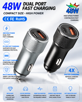 Pengisi Daya Mobil HNT Factory 48W 2 in 1 PD30W QC 18W Dual Port USB A+Type C Pengisi Daya Cepat Dengan OTP Adaptor Pengisian Daya Mobil untuk iPhone