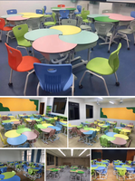 Ensemble de mobilier scolaire GUANGWEI moderne, écologique et durable en plastique, avec table et chaises réglables en hauteur pour étudiants