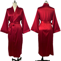 Robe de mariée longue à manches longues et col en V en satin mat de soie de luxe, kimono pour femme, robe de matin pour mariée et demoiselle d'honneur