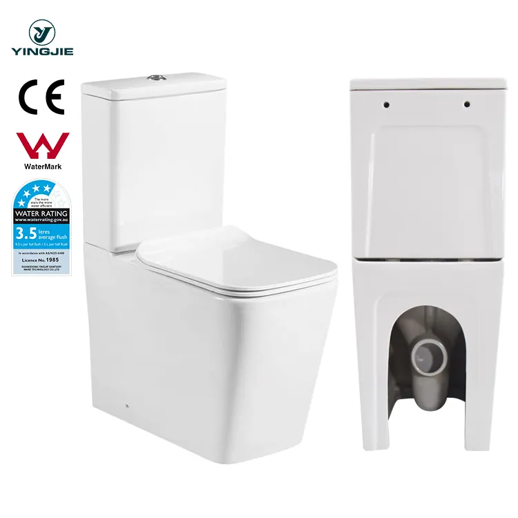 WaterMark Kamar Mandi Keramik Commode Dual Flushing R & T Fitting P-trap Toilet Dua Potong Australia