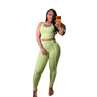 Ensemble deux pièces BR6749 aux couleurs contrastées, streetwear tendance, décontracté, gilet sport, taille haute
