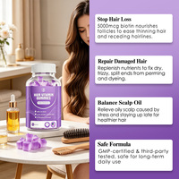 Gummies véganes OEM ODM à la biotine et à la vitamine D3 pour favoriser la croissance saine des cheveux, des ongles plus épais et une peau éclatante – Formule personnalisée en gros
