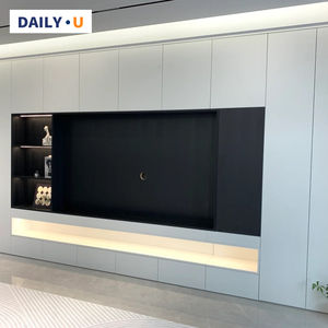 Mueble <span class=keywords><strong>de</strong></span> TV Moderno y Lujoso <span class=keywords><strong>de</strong></span> Madera Maciza con Mármol, Retroiluminación LED Integrada, para Sala <span class=keywords><strong>de</strong></span> Estar - Product Image 4