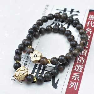 Bracciale in Legno YL <span class=keywords><strong>Chen</strong></span> Xiang per Uomo e Donna, Fai-da-Te con Fiori, Pixiu, Rosario, Perla di Buddha a Cerchio Singolo per Meditazione - Product Image 2