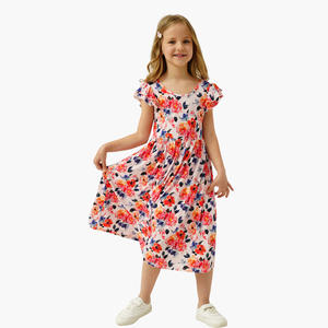Organic Cotton Floral <b>Night</b> <b>Dress</b> for Girls Watercolor Print Kids <b>Dress</b> for <b>Night</b> <b>Sleep</b> with OEKO-TEX 100 - Product Image 3