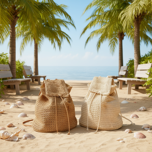 Mochila de papel tejido de 35x36 cm con cordón, bolso de hombro para mujer, estilo casual - Product Image 2