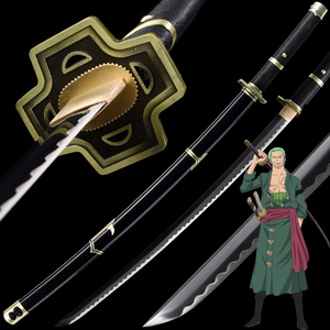 Spada Katana Nuovo Stile 2026 Popolare <span class=keywords><strong>Anime</strong></span> One Piece Roronoa Zoro Yubushiri con Lama in Legno per Cosplay - Product Image 1