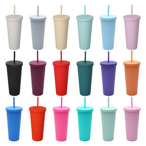 Gobelet en plastique à double paroi <span class=keywords><strong>de</strong></span> 24 oz avec paille - Bouteille d'<span class=keywords><strong>eau</strong></span> <span class=keywords><strong>de</strong></span> sport anti-fuite, logo personnalisé pour gobelet en gros - Product Image 1