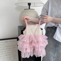 Bébé filles 2024 été nouveau bébé pompadour doux patchwork imprimé 95% coton sans manches maille gâteau robe