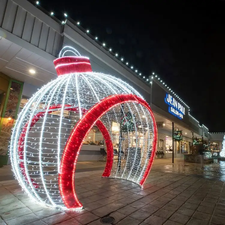 屋外防水クリスマス3dLEDモチーフ照明付きワイヤーフレーム手作りの巨大な装飾巨大なアーチボールライトショッピングモール用