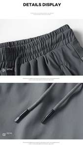 Pantalones casuales deportivos de verano para hombre, pantalones cortos ligeros de secado rápido con sensación de seda de hielo, pantalones cortos antiarrugas con cordón medio - Product Image 3