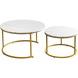 Oem Nordic Modern Luxury Marble Top Round Nesting Coffee <b>Table</b> Set for Home Apartment Office <b>Bar</b> Perfect Living Room Furniture - Product Image 4